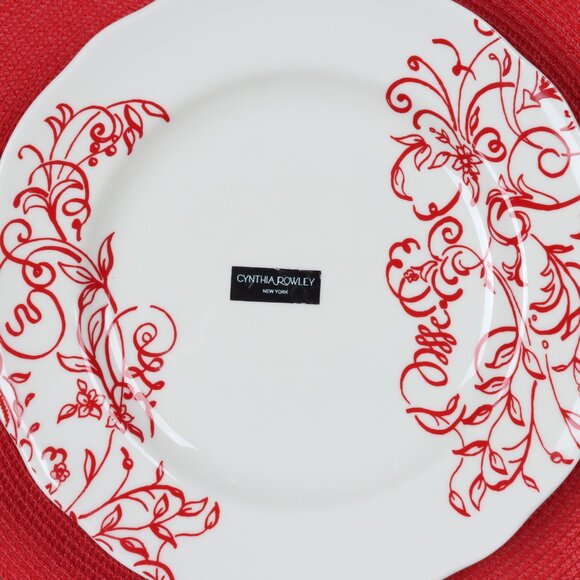 Cynthia's Scrolls Red Dinner Plates By Cynthia Rowley - Set of Two - Rare Find - Picture 1 of 8